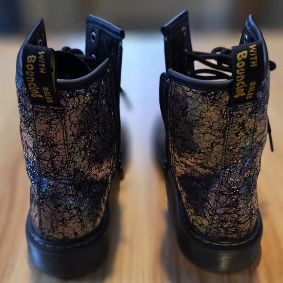 Dr. Martens Black Glitter Combat Boots - Picture 2 of 8
